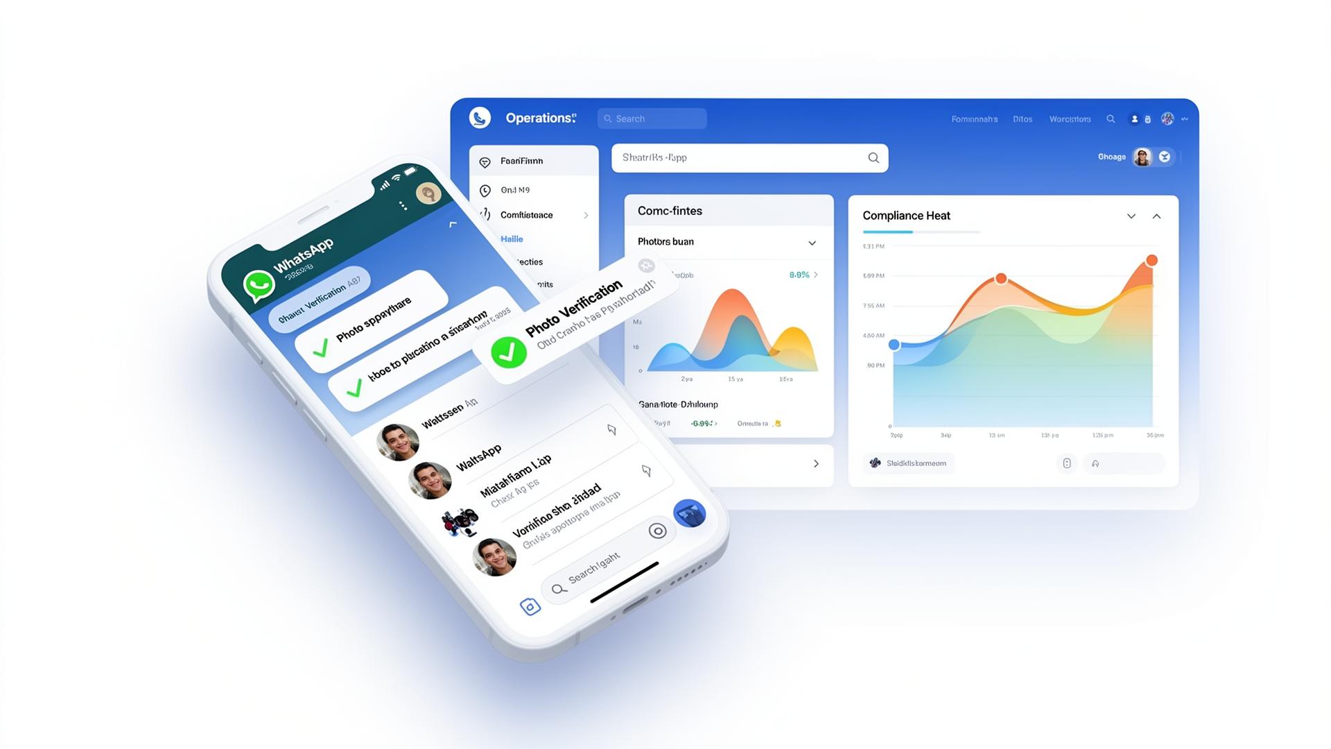 Gesyt dashboard with WhatsApp checklist and compliance heatmap